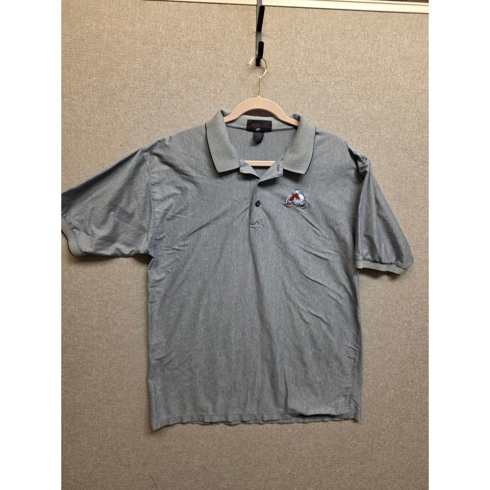 Antigua Colorado Avalanche NHL Polo Shirt Mens XL‎ Blue White Stripe 7378/99